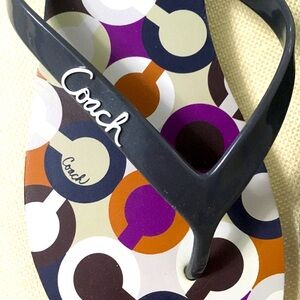 Coach Signature C Flip Flop Sandals Sz 9 Grey/Multi
